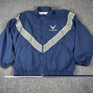 Vintage Us Air Force Jacket Mens Medium Short Blue Full Zip Reflective